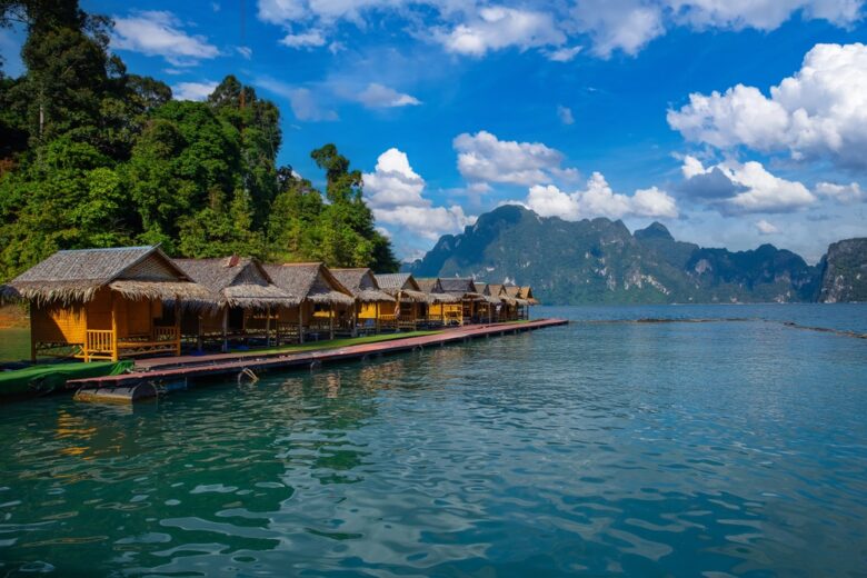 Floating bungalows on Cheow Lan Lake, a top experience in Khao Sok for couples
