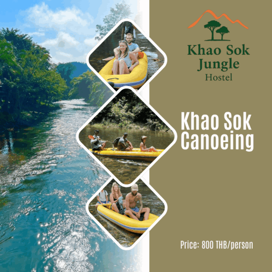 Khao Sok Canoeing on Khlong Sok is offered by Khao Sok Jungle Hostel - 800 THB per person